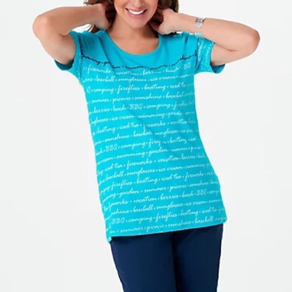 Denim & Co. Printed Perfect Jersey Scoop-Neck Top
